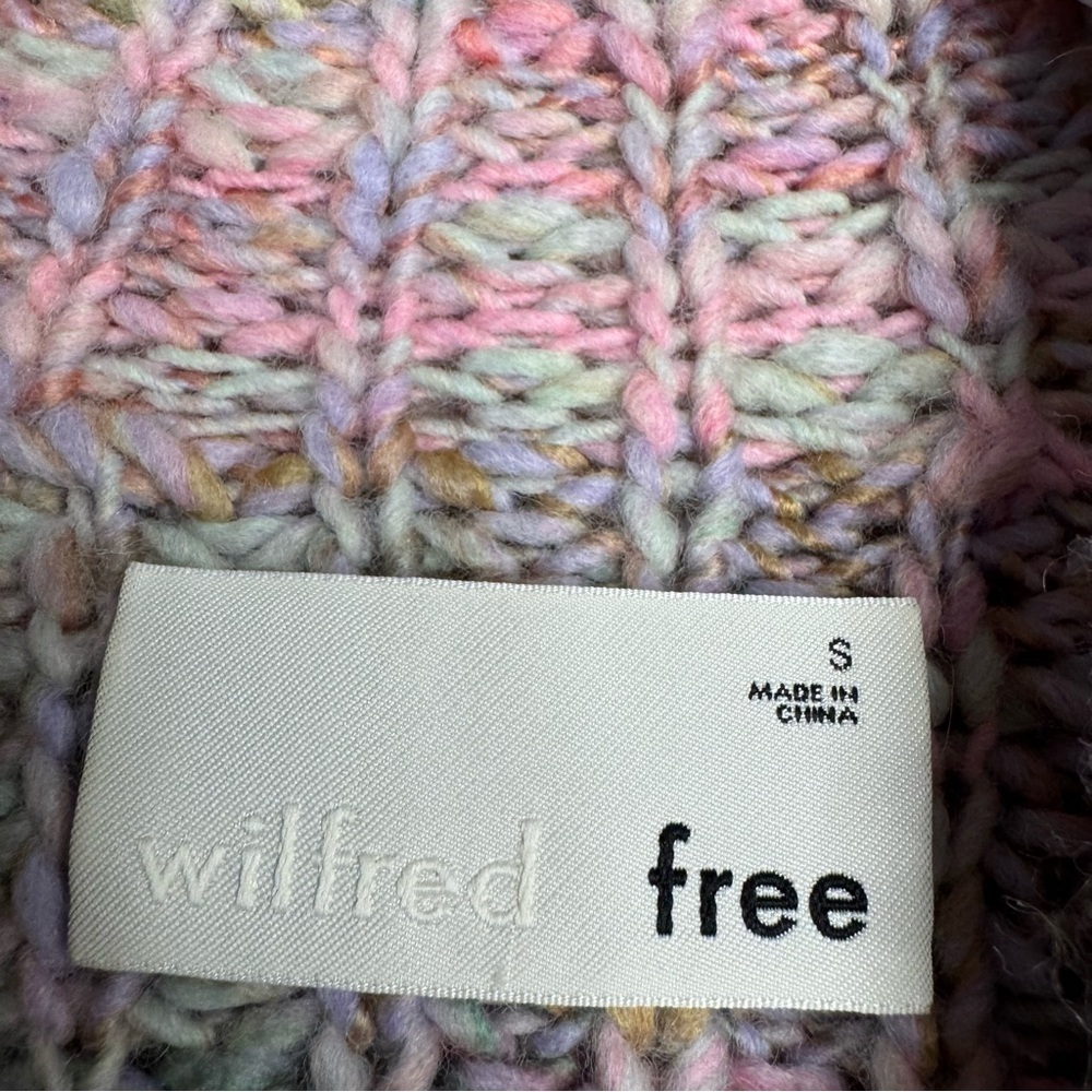 Wilfred Free Size XS Retrograde Mock Neck Semi Crop Knit Sweater Pastel Colors - Picture 3 of 7